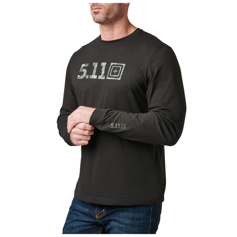 Camo Logo Fill Long Sleeve Tee - Black