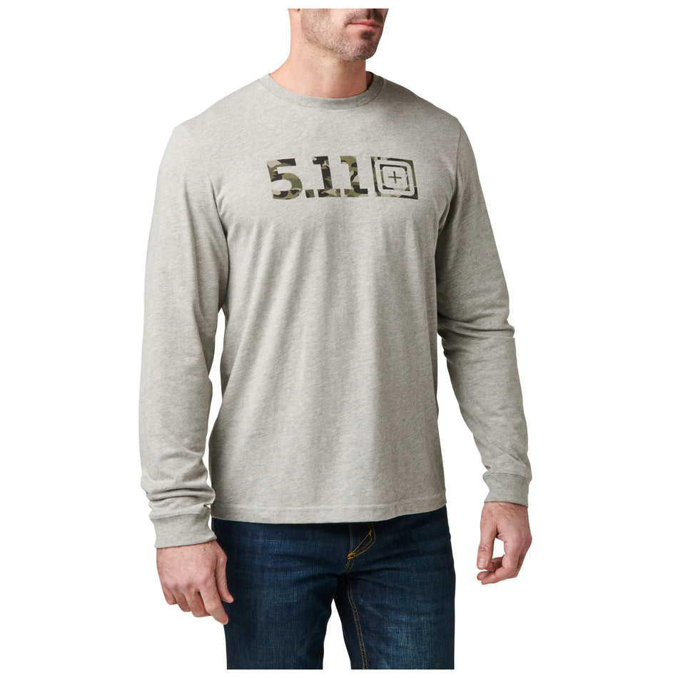 Camo Logo Fill Langarm-T-Shirt – Heather Grey