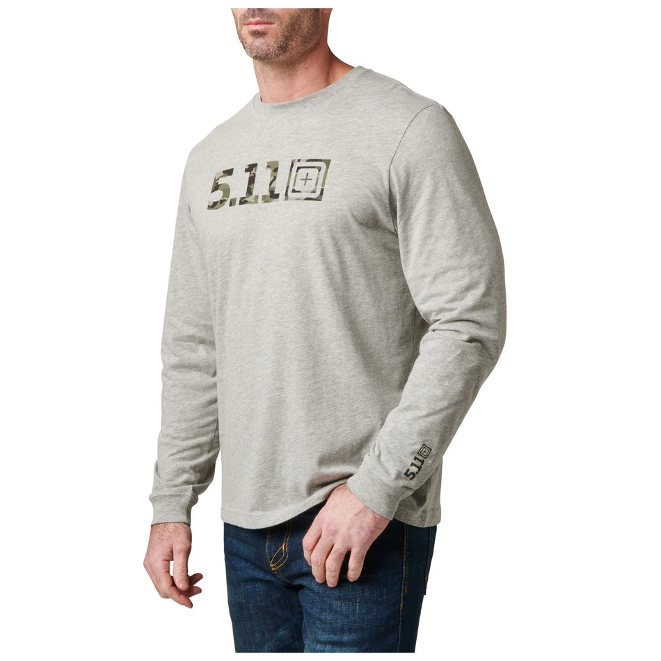 Camo Logo Fill Langarm-T-Shirt – Heather Grey