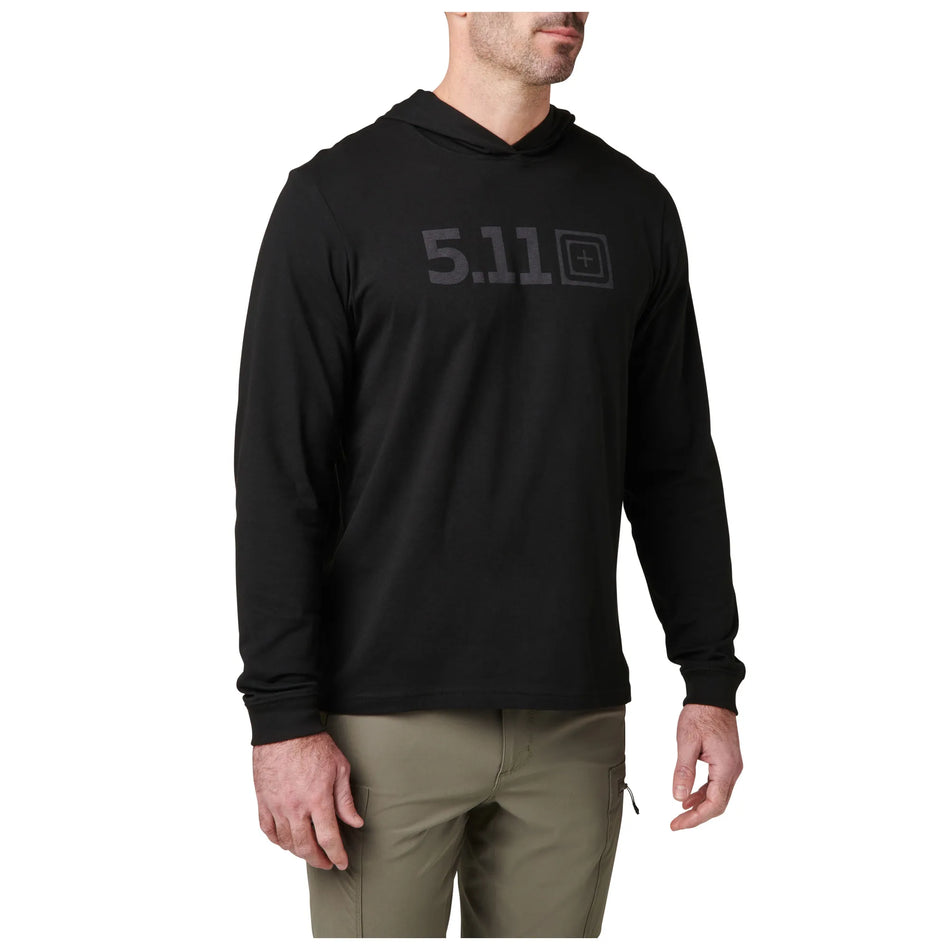 Hooded Long Sleeve Tee - Black