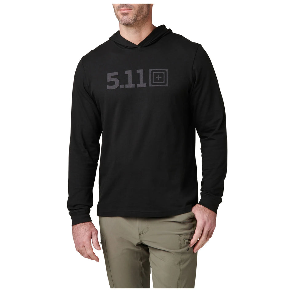 Hooded Long Sleeve Tee - Black