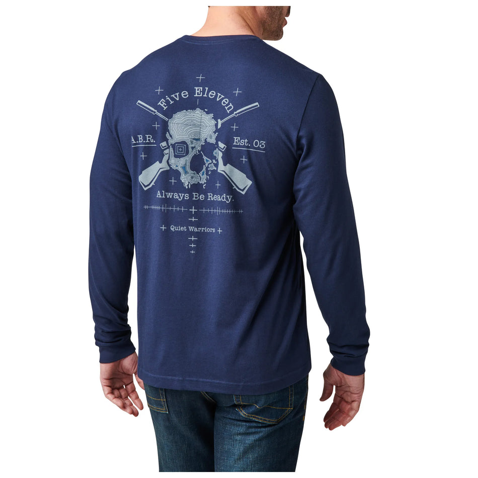 Quiet Warrior Langarm-T-Shirt – Pazifikblau