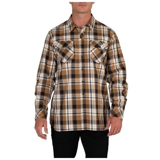 Peak-Langarmhemd – Almond Plaid