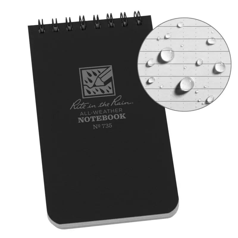 Taschen-Notizbuch mit Spiralbindung oben 7,62 cm X 12,7 cm – Schwarz