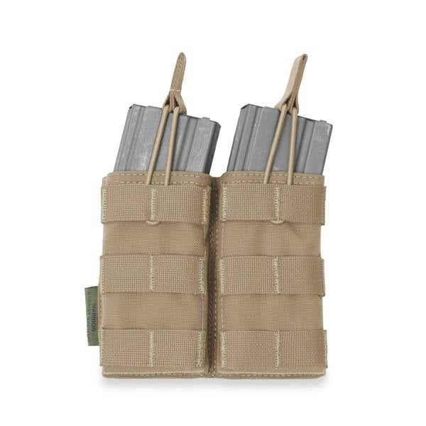 Doppelte offene 5,56-Magazintasche mit Bungee-Sicherung – Kojotenbraun