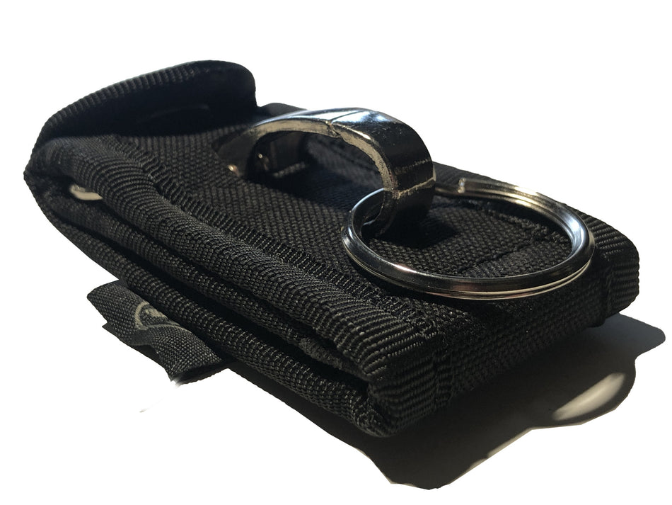 Key Ring Holder with Metal Hook for Belt - Black