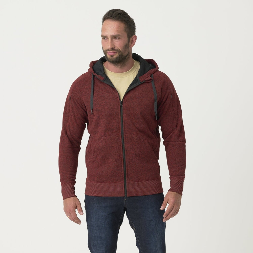 Verdeckter taktischer Hoodie (durchgehender Reißverschluss) - Melierter Rotton