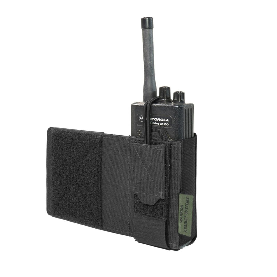 Laser Cut Wing Velcro Adjustable Radio Pouch (Left Side) - Black