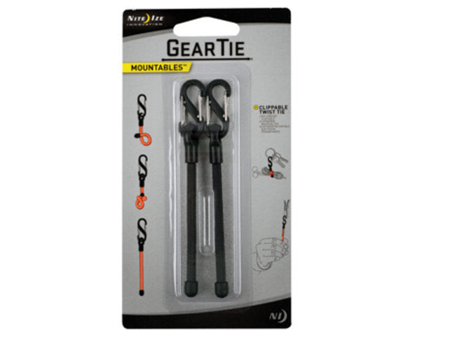 Nite Ize Gear Tie Clippable Twist 3" Black 2pack