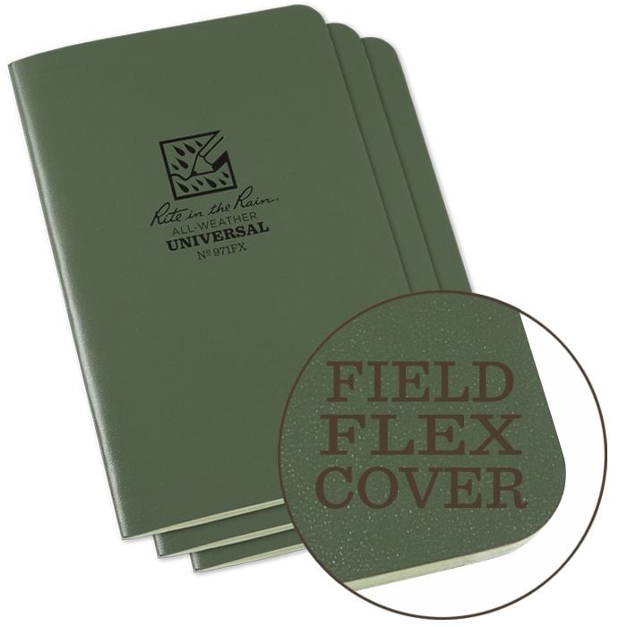 Field Flex Cover Notebook (3 pieces) 11,75cm X 17,5cm - Olive Drab