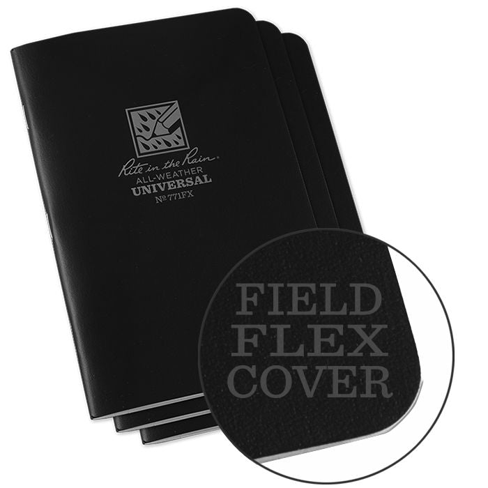Field Flex Cover Notebook (3 pieces) 11,75cm X 17,5cm - Black