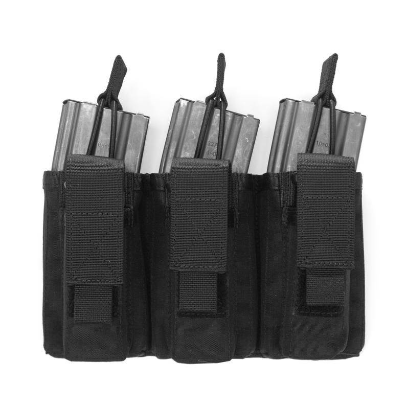 Triple Open 5.56mm Mag with 3 Pistol Mag Pouches - Black