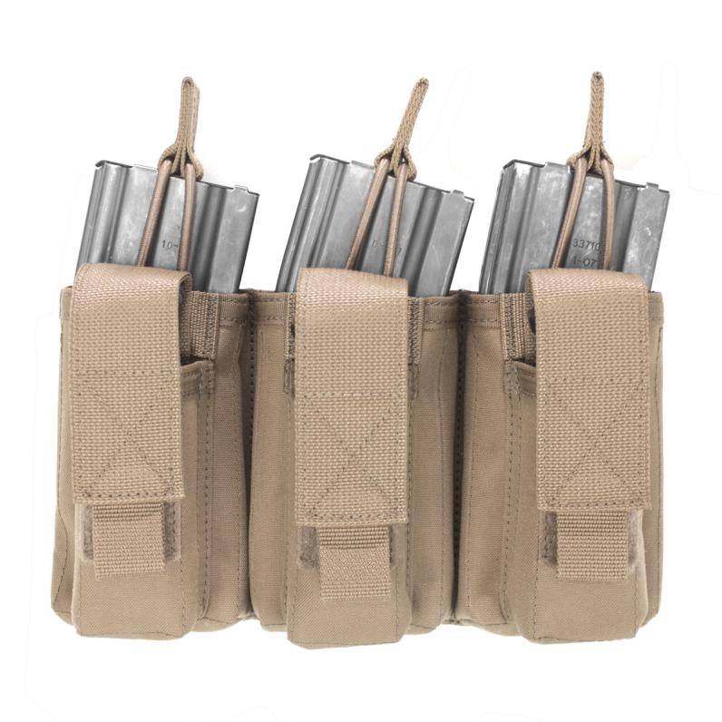 Dreifache offene 5,56-mm-Magazintasche mit 3 Pistolentaschen – Coyote