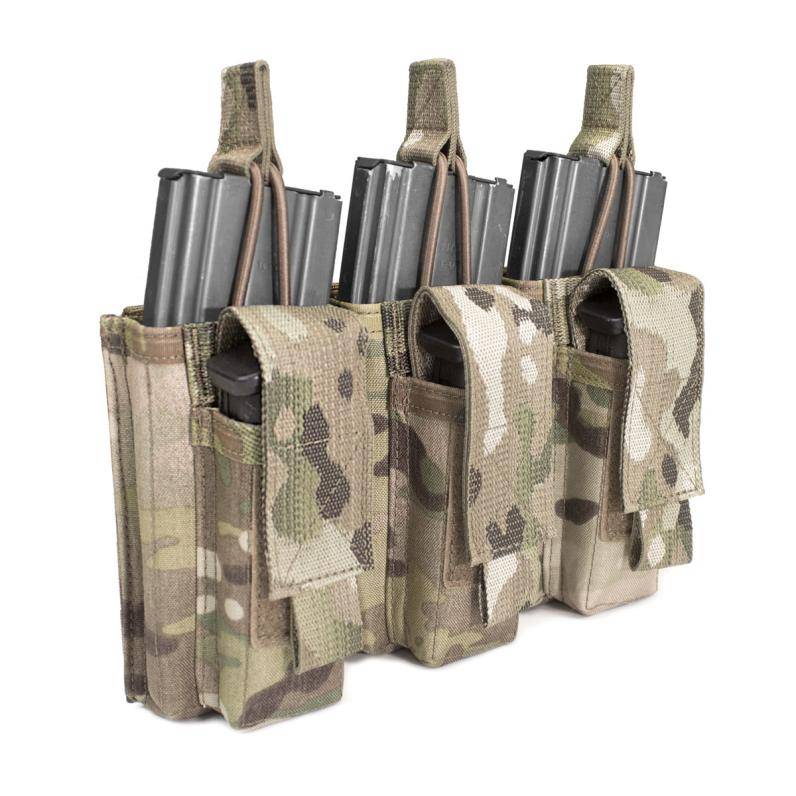 Dreifache offene 5,56-mm-Magazintasche mit 3 Pistolentaschen – Multicam