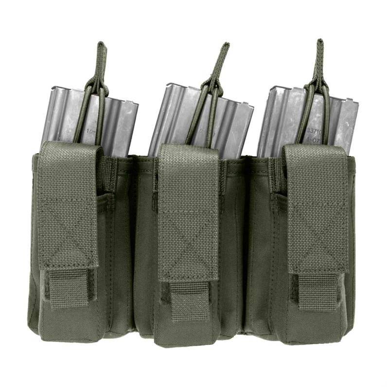 Dreifache offene 5,56-mm-Magazintasche mit 3 Pistolentaschen – Olivgrün
