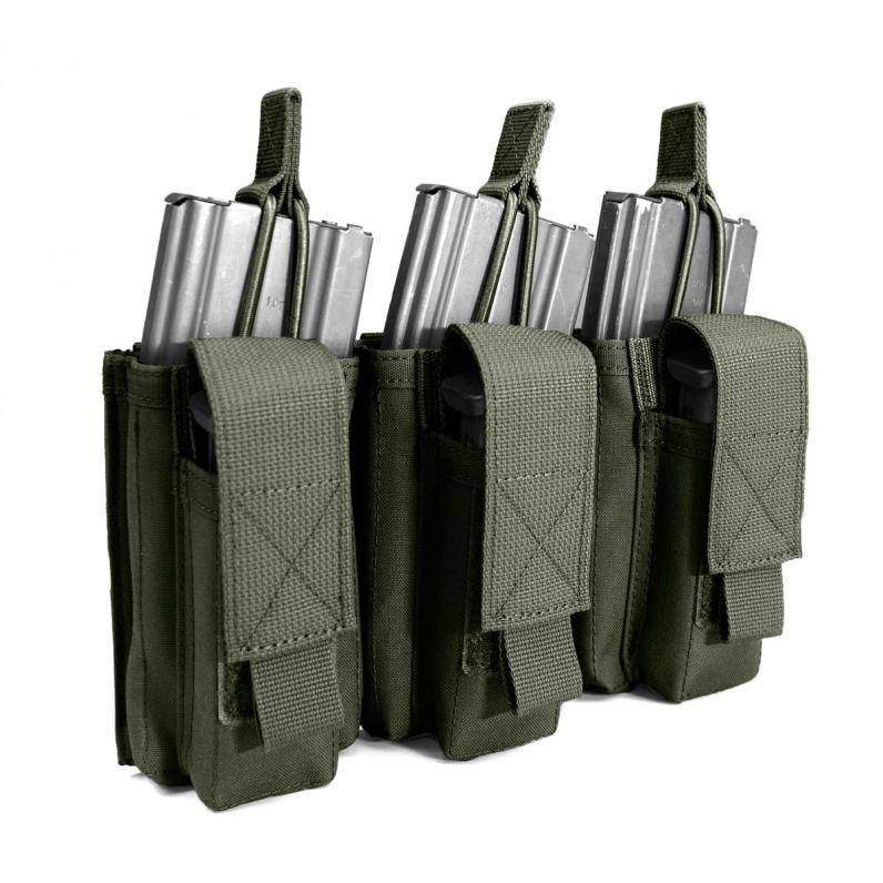 Dreifache offene 5,56-mm-Magazintasche mit 3 Pistolentaschen – Olivgrün