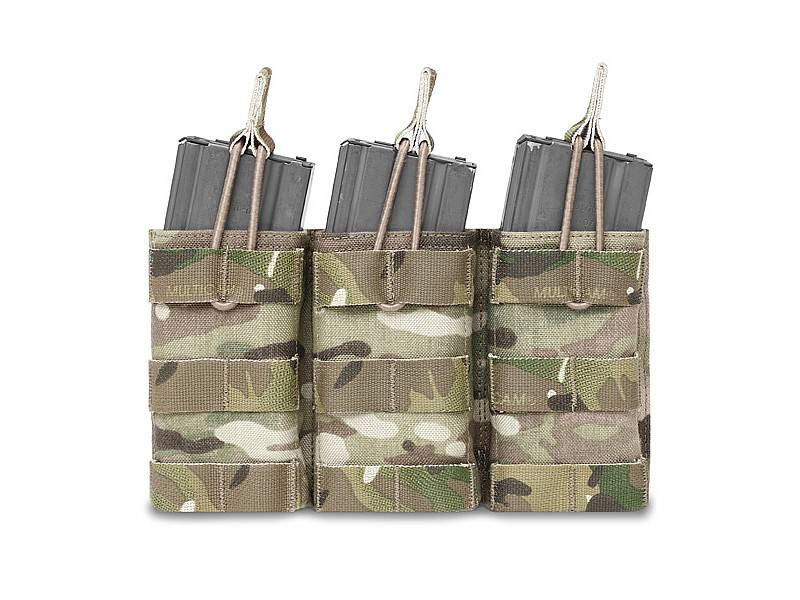 Triple Open 5.56 Mag Bungee Retention - MultiCam